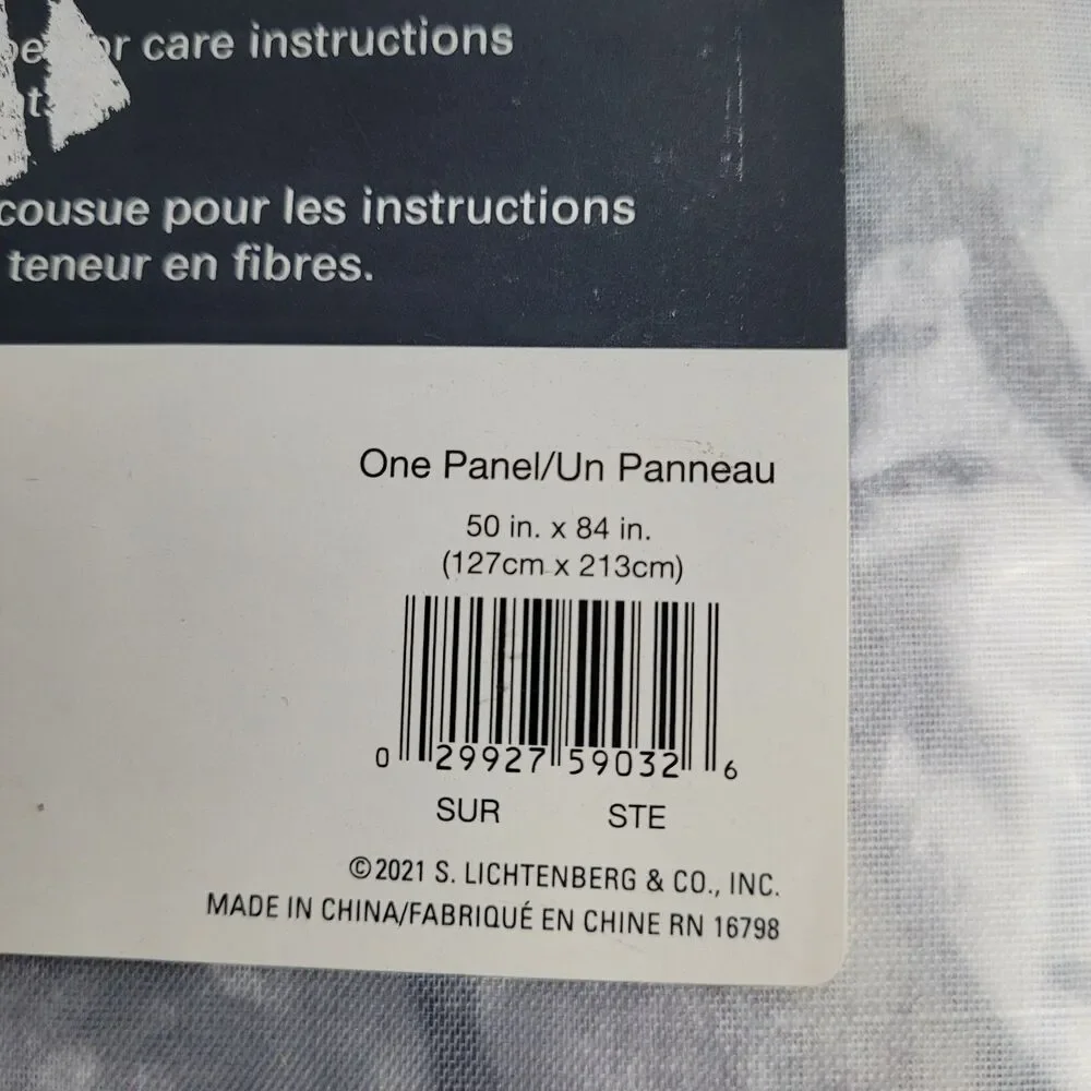 NEW No. 918 Lichtenberg Rod Pocket Single Curtain Panel Color Steel 50 x 84 #BT1